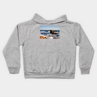 Rough Sea at Charlies Garden, Seaton Sluice Kids Hoodie